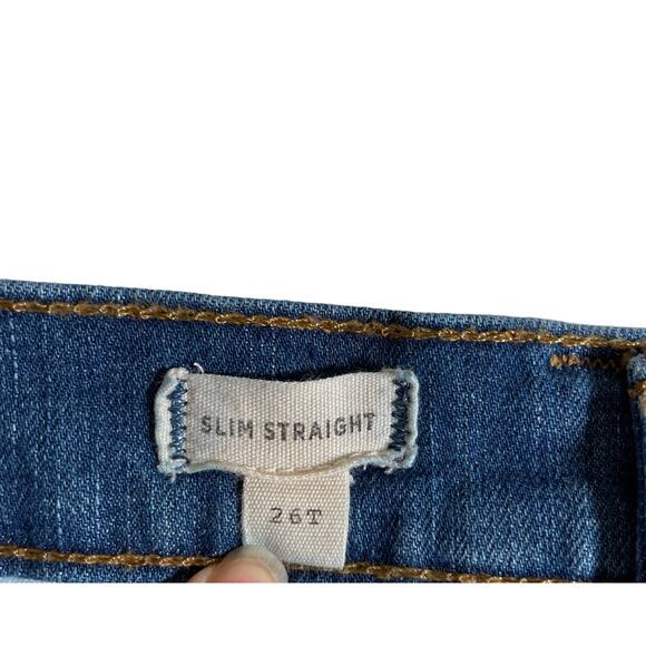 MADEWELL Women's TALL Slim Straight Distressed Jeans Medium Wash Size 26 Tall - Picture 10 of 12